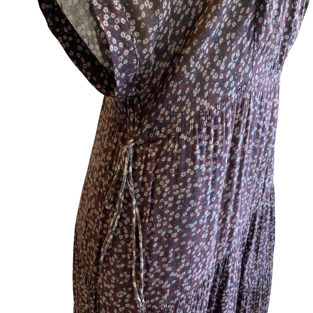 James Perse Purple Ditsy Floral Tiered Midi Dress 2 M - Picture 4 of 10